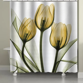 Nepremočljiva Tuš Zavesa Pisanih Tulipanov Lotus Cvetje, Drevesa Vzorec Tuš Zavese 3D Tkanine iz Poliestra Kopel Zavesa s Kavljem