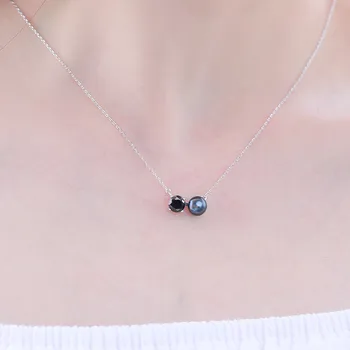 Jellystory trendy 925 sterling srebro fine nakit ogrlica z obsidian black pearl obesek za ženske poroka banket stranka