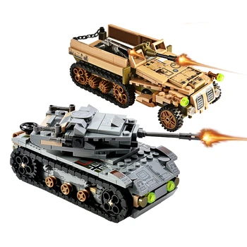 Sembo Vojaška Tehnika Imperiji Tank Zrakoplova Avto gradniki Nastavite 8IN2 nemški Vojni Orožje Ustvarjalca Vojske WW2 Vojaki, Otroci Igrače