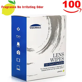 VISUMALL 100 Objektiv Robčki - Pre-Navlaženo Čiščenje Robčki Prenosni Potovanja Čistilec s Svetlobo Dišave Nonirritating (lemon)