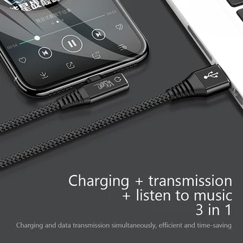 Za iPhone X XS 11 Igra Kabel Audio Polnjenje Dvojni Tok Razdelilno Kabelsko Za Strele Jack za Slušalke AUX Priključek Pretvornik