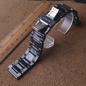 Polished black Watchbands 20 mm 21 mm 22 mm 23 mm 24 mm čista Moda keramični Watch Pasu Trak Moških Srebrne sponke Zapestnica Zamenjava