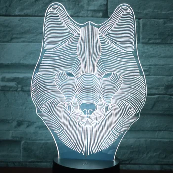 Moderne 3D LED Nočna Lučka Živali Volk Design Pisane Noč Svetloba namizne Svetilke Volk Model Iluzijo Svetlobe Noč Svetlobe Spalnica Dekor