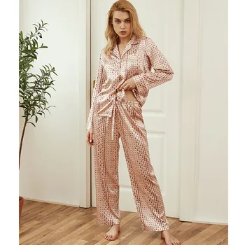 Rokav Ženski Tanke Domov Oblačila Modni More 2020Autumn Žensk Pajama Določa Svile Seksi Sleepwear Diamanta Dolgo Pyjama