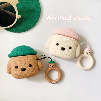 Za Airpods Primeru 3D Srčkan Brezžična tehnologija Bluetooth Risanka Slušalke Primerih Za Apple Airpods 1/2 Mehki Silikonski Pokrov z Prst Prstan