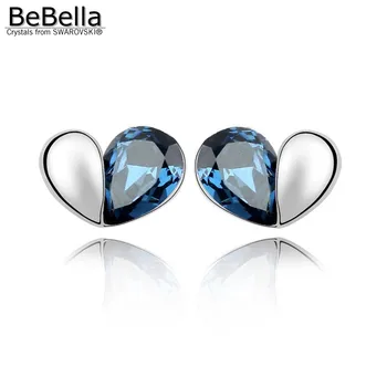 BeBella 5colors ženske kristalno srce uhani stud narejen s Swarovski Elementi