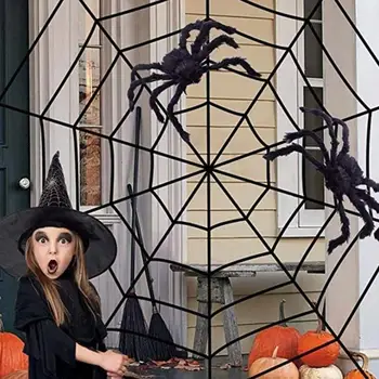 Pajek Sre Halloween Cobweb Preja 12 Krog Teror Okno Stranka Dekoracijo Black 5M Prevelik Stretchy Halloween Pajki Spletnih Bar