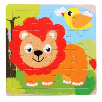 Mini Velikosti 15*15 CM Otroci Igrače Puzzle Les Lesena 3D Puzzle Sestavljanke za Otroke, Otroška Risanka Živali/Promet Uganke Izobraževalne Igrače