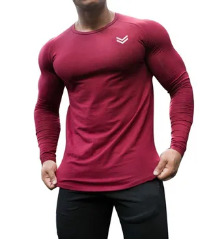 Dolgi Rokavi Tshirt Moški Barva Bombaža T-shirt Bodybuilding Perilo, Srajce Pomlad Jogger Šport Mišične Vadbe 3XL