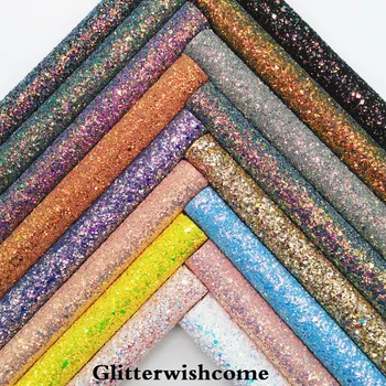 Glitterwishcome 30X134CM Mini Roll Sintetičnega Usnja, Mavrična Ultra Mešani Močen, Bleščice, Usnje, tkanine, Vinil za Loki, GM048