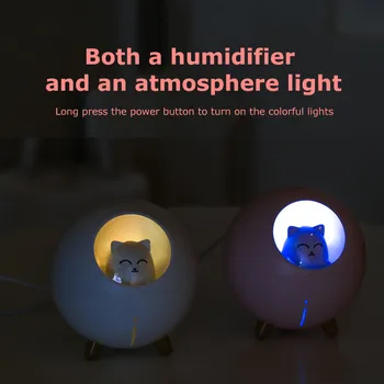 Mini Ultrazvočni Vlažilnik Zraka Kul Megle Aromo Difuzor Luštna Mačka Planet Vlažilniki zraka Z LED Luči Težka Megla Maker