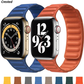 Usnje Povezavo trak za Apple watch 6 pasu 5 4 SE iWatch seires 3 2 38 mm 42mm magnetne Zanke zapestnica Apple watch band 44 mm 40 mm