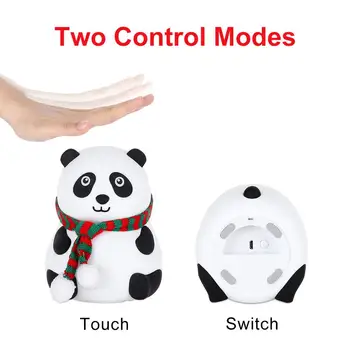 Lep Panda Silikonski Touch Senzor LED Nočna Lučka Za Otrok Otroka Otroci 7 Barv LED USB LED Nočna Lučka Za Dekle, Prijatelj
