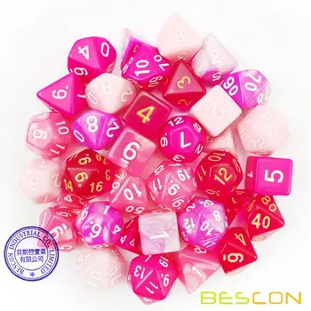 Bescon Polyhedral RPG Kocke Polno 35pcs Cvet Nastavite, DND Vlogo Igrajo Igro Kocke 5X7pcs
