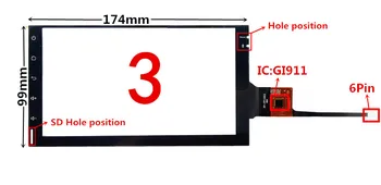 7 palčni GT911 174mm*99mm Kapacitivni zaslon na Dotik, Računalnike za Avto DVD GPS navigacija multimedijski zaslon na Dotik plošče Stekla