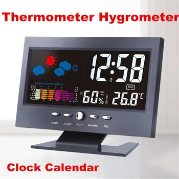Digitalni Temperatura Vlažnost Meter Uro, Termometer, Higrometer Koledar Temperatura Trend Opozorilo Udobje Ravni, Vremenske Postaje