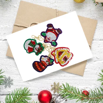 5d Diy DIamond Božič Keychain Keyring Vrečko Ornament PVC plošče Snežaka, Božični Okraski, Darilo Diamant Mozaik YSK55