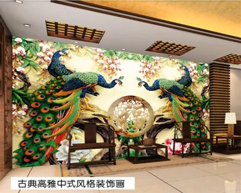 Beibehang po Meri svile ozadje bambusov gozd rockery pav TV ozadju stene TV sliko za ozadje začetnega dekoracijo dezintegratorjev