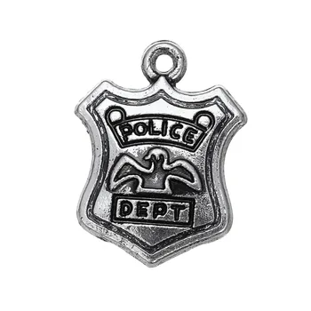 Moj obliko 14.5*19 mm Tibera Silver plated Policija Dept Značko Čar Policist Oddelek Obesek na Debelo Kovinski 20pcs veliko