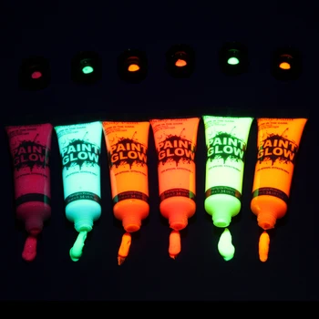 5 Kos Body Art, Neon Barve Fluorescenčno Stranka Festival noč Čarovnic Cosplay Ličila Otroci Obraz Barve UV Sijaj Slikarstvo 25ML/10 ML