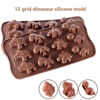 12 Mrežo Dinozaver Silikonski Srčkan Živali Plesni Čokolado Ice Pladenj Plesni