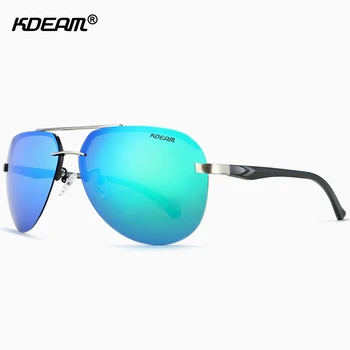 Sončna očala za Moške KDEAM blagovne Znamke Pilot Vožnje Polarizirana Sonca Steklo, Okvir iz Aluminija Ogledalo Moški UV400 Gafas De Sol Očala