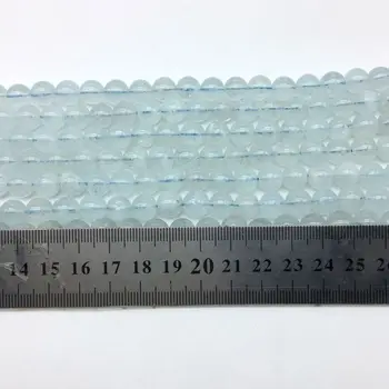 Naravni Aquamarines Modra Kristal Krog Kamna Biseri 6 mm 8 mm 10 mm 11 mm Gladke Noge Zapestnica Nakit Ni Stekla Ne Obarvana v Barve