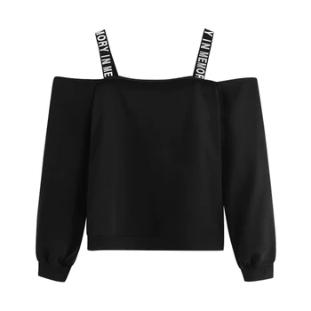 Off ramenski sweatshirts Moda za Ženske Long Sleeve Majica Pismo Tiskanja Puloverju Vrhovi črno Bluzo hoodies Novo dresowa damska
