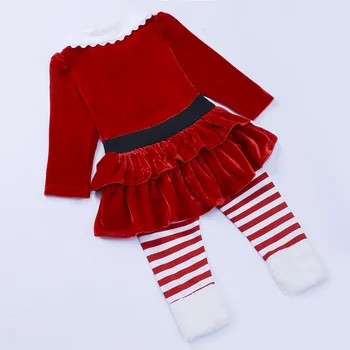 2020 Nov Baby Girl Obleke Božič Otroci Oblačila Rdeče barve Trdna Dolg Rokav T-shirt majica + Hlače 2 Kosa Oblačila Za Dekleta Nastavite Starost 1-6