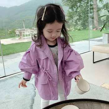 Otrok Windbreaker Suknjič 2020 Jeseni Novi korejski Slog Otroška Moda Zahodni Stil Pas, Objemala Deklice Suknjič Vrh Otroci