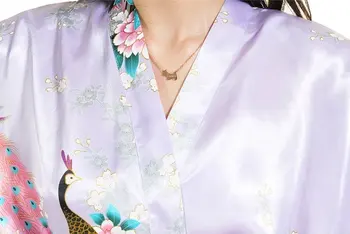 Svetloba Vijolično Kitajskih Žensk Svile Rajon Mini Haljo Seksi Kimono Kopalne Obleke Intimno Perilo Pajama Plus Velikost S M L XL XXL XXXL ZS025