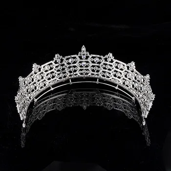 Himstory Evropske Kraljeve Cirkonij Satja Greville Replika Tiara Krono Poroko Kristalno Queens Glavo Princesa za Nevesto