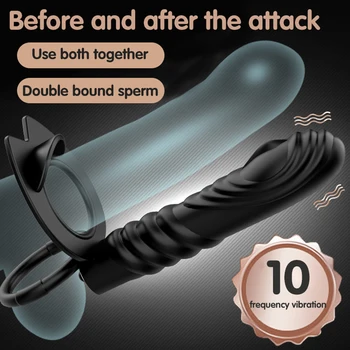 Dvojno Penetracijo Vibrator za Nekaj Strapon Dildo Vibratorji za Ženske Big Butt Plug Penis Analni Seks Igrače za Začetnike Sex Shop
