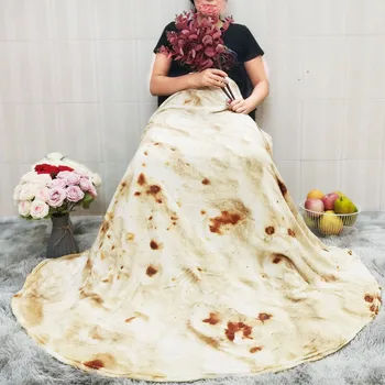 Pizza Tortiljo Tortiljo Odejo Pita Lavash mehko odejo za posteljo volne kavč kariran plišastih bedspread Manta Burrito Koče