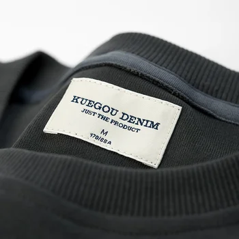 KUEGOU Bombaž spandex Športni Moške jopice stretch jesen fashion majica moški čiste barve hoodie top plus velikost UEW-8930