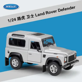 Welly 1:24 Land Rover Defender Srebrne zlitine modela avtomobila Diecasts & Igrača Vozil, Zberite darila, Non-daljinski upravljalnik vrsta prevoza