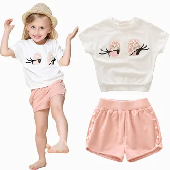 Pearl Dekliška Oblačila, ki Čudovite Dolge Trepalnice Malčka Dekle vrhovi + Hlače, Dekleta, Obleko Otroci Oblačila