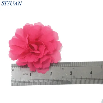 50pcs/veliko 7.5 cm majhnosti Visoke Kakovosti Šifon Cvet, ženska Glavo Ostra Pribor 30 Barvo Izbrati TH246