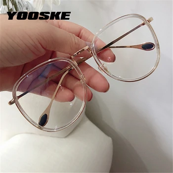 YOOSKE Pregleden Očala Okvirji Moški Ženske Ponaredek Eyeglass Letnik Kovinski Optična Očala Prevelikih Očal