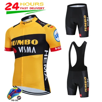 2020 JUMBO VISMA Kolesarski Dres Kratek Sleeve Kolesarjenje Jersey 19D Hlače MTB Kolesa, Oblačila Ropa Ciclismo Maillot Bike Wear
