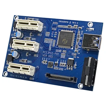 Debelo 60 cm USB 3.0, 1X PCIE Kartico Riser PCI-E Express 1x to3 Extender Riser Card Adapter za SATA 15Pin 4PIN Napajanje