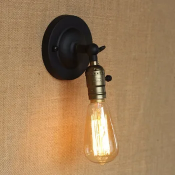 Edison žarnica Mini stensko svetilko Gumb stikalo za skladišče, mansarda Ameriški državi retro industriji Letnik železa Male Stenske Svetilke