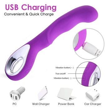 10 Hitrosti Silikonski USB Polnilne Nepremočljiva AV Palico massager G Spot Vibratorji Močne Erotično Klitoris Vibrator Sex Igrača za Ženske