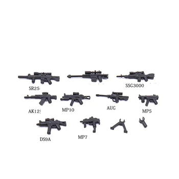 Ww2 Moc sodobno vojaško orožje brickmania gradnik svetovni vojni deli M16 M249 MP5 AK12 M1915 AK47 DIY Puško, pištolo opeke igrače