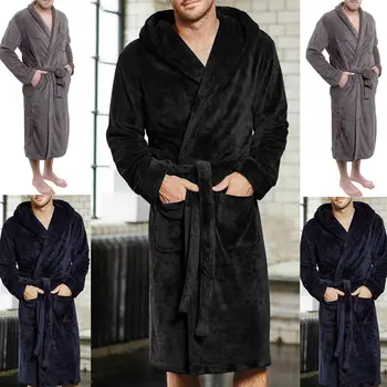 Moški je Pozimi Toplo Debele Plašče Podaljšali Plišastih Šal kopalni plašč Kimono Domov Oblačila z Dolgimi Rokavi Robe