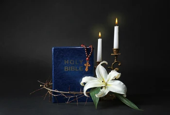 Laeacco Svetega Pisma Je Jezus Križ Svetlobe Bokeh Polka Pike Velikonočni Ozadje Fotografije Portret Okolij Za Foto Studio