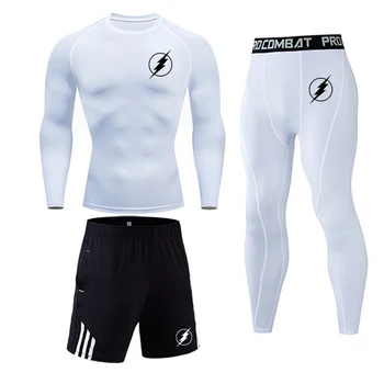 NOVI Flash Mens Stiskanje Teče hlačne Nogavice Vadbo Fitnes Usposabljanja Trenirko Majice z Dolgimi Rokavi Šport Oblačila Oblačilo Moški