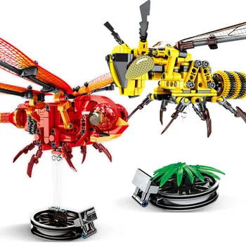 Simulirani insektov Čebel Rdeče Dragonfly gradniki Tehnika Živali mesto Opeke otroci gradnjo Igrače