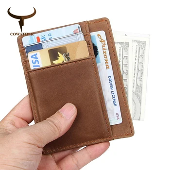 COWATHER moda za kartico sim denarnice letnik vrh kakovosti kravo pravega usnja moški torbi poslovnega držalo za kartico brezplačna dostava