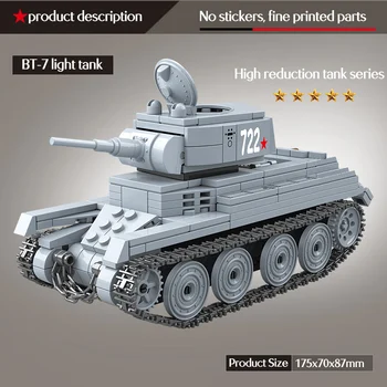 462PCS BT-7L Light Tank Model gradniki Vojaške WW2 Tank Vojsko Vojakov Številke Orožje Blokov, Igrače za Otroke